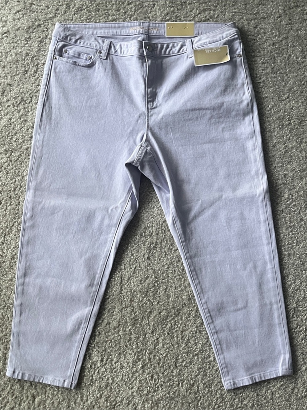 MICHAEL Michael Kors Women's Lilac Izzy Cropped Denim Jeans Size 16W NWT Stretch